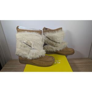 Miss Me Women’s 7.5 Tan Suede Faux Fur Boots Mid Calf Winter Warm